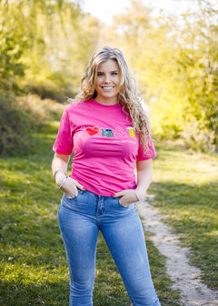 Roze t-shirt I Love Tractors &amp; Bier