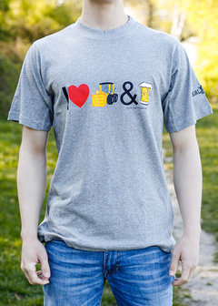 Grijs T-shirt I Love Shovels & Bier - Agri Trader kleding 