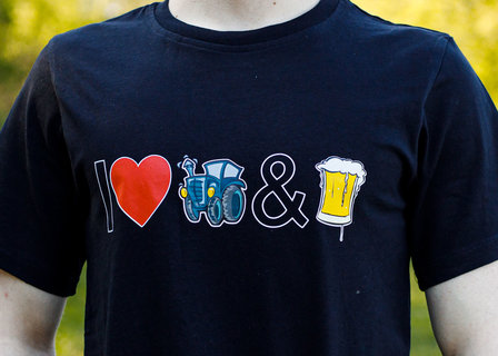 Zwart T-shirt I love Tractors & Bier