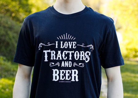 Zwart T-shirt I love Tractors & Bier met bieropener