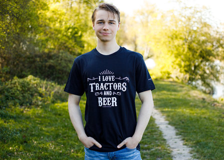 Zwart T-shirt I love Tractors &amp; Bier met bieropener