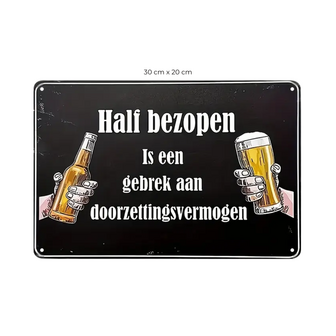 Rechthoekige metalen wandborden - half bezopen