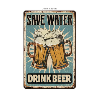 Rechthoekige metalen wandborden - save water