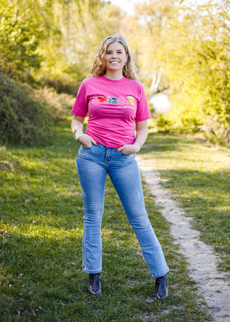 Roze t-shirt I Love Tractors & Bier