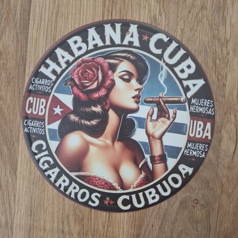 Vintage metalen wandbord - habana cuba