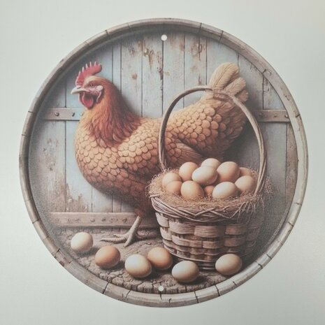 Metalen wandbord - kip