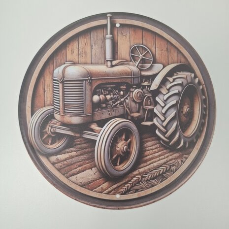 Metalen wandbord oldtimer tractor