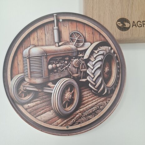 Metalen wandbord oldtimer tractor