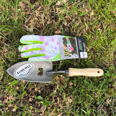 De Wit X-treme plantenschepje met flessenopener + Kerbl Tuinhandschoen