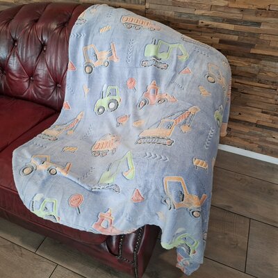 Fleece Deken - Glow in the Dark - bouwmachines - 130 x 150 cm