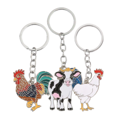 Metalen sleutelhanger - boerderij dieren